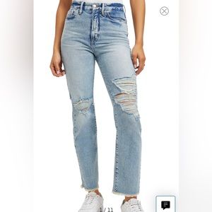 Women’s good American good boy straight leg ripped jeans size 6/28
